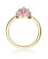 ფოტო #3 პროდუქტის RA Young Adults/Teens 14k Yellow Gold Plated with Pink Morganite Cubic Zirconia Enamel Halo Heart Stacking Ring