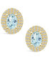 ფოტო #3 პროდუქტის Aquamarine (1-3/8 ct. t.w.) and Diamond (1/2 ct. t.w.) Halo Stud Earrings in 14K Yellow Gold