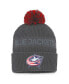 Фото #1 товара Men's Charcoal Columbus Blue Jackets Authentic Pro Home Ice Cuffed Knit Hat with Pom