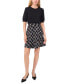 ფოტო #2 პროდუქტის Women's Puff-Sleeve Mixed-Media Tweed Dress