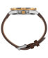 ფოტო #2 პროდუქტის Men's Quartz Analog Premium Dress Leather Brown Watch 44mm