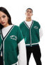 Фото #1 товара Tommy Jeans boxy colourblock varsity cardigan in green