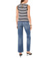 ფოტო #4 პროდუქტის Women's Striped Ribbed Keyhole-Back Sleeveless Sweater