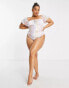 Фото #4 товара ASOS LUXE Curve corset puff sleeve swimsuit in toile de juoy print