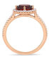 Garnet (1 ct.t.w.) and Diamond (1/4 ct.t.w.) Halo Ring in 10k Rose Gold