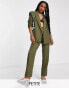 Фото #1 товара 4th & Reckless Petite exclusive straight leg tailored trouser co ord in khaki