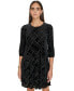 Women's Velvet Burnout 3/4-Sleeve Dress