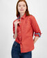 ფოტო #1 პროდუქტის Women's Cotton Roll-Tab Button Shirt