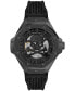 ფოტო #1 პროდუქტის Men's Automatic Skeleton Royal Black Silicone Strap Watch 46mm