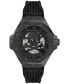 Men's Automatic Skeleton Royal Black Silicone Strap Watch 46mm