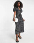 ASOS DESIGN button front midi shirt tea dress in mono spot