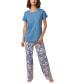 ფოტო #3 პროდუქტის Women's Solid Short-Sleeve Scoop-Neck Pajama T-Shirt