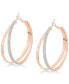 ფოტო #1 პროდუქტის Rose Gold-Tone 2" Glitter Double Hoop Earrings