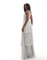 Beauut Bridesmaid one shoulder tiered maxi dress in grey