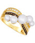 ფოტო #1 პროდუქტის Vanilla Pearls (4-7mm) & Diamond (3/8 ct. t.w.) Crossover Statement Ring in 14k Gold