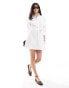 Miss Selfridge poplin belted mini shirt dress in white weiß, 32 - фото #2