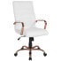 Фото #4 товара High Back White Leather Executive Swivel Chair With Rose Gold Frame And Arms
