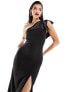 Фото #1 товара Vesper contrast satin bow thigh spilt maxi dress in black