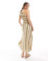 Фото #4 товара ASOS DESIGN one shoulder midi sundress with ruched bodice & full skirt in green stripe