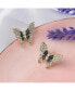 ფოტო #2 პროდუქტის Women's Black Embellished Butterfly Stud Earrings