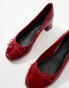 Фото #2 товара ASOS DESIGN Shelley bow detail mid block heeled shoes in red