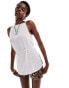 Monki strappy sheer top with high split on slide and tie back in off white