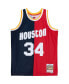 Men's Hakeem Olajuwon Navy, Red Houston Rockets Big and Tall Hardwood Classics 1993-94 Split Swingman Jersey