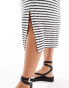 Фото #3 товара Mamalicious Maternity fine knit midi skirt co-ord in mono stripe