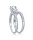 ფოტო #2 პროდუქტის Sterling Silver Three-Stone Half Micro Pave Band Engagement Ring Set