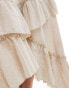 Style Cheat smocked maxi cotton dress with ruffle detail in cream