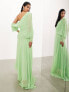 Фото #3 товара ASOS EDITION chiffon draped off shoulder maxi dress with full skirt in mint green