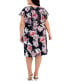 Фото #2 товара Plus Size Floral-Print Flutter-Sleeve Midi Dress