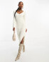 4th & Reckless boucle knitted midi dress with spilt cuff in cream