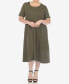 Plus Size Short Sleeve Pocket Swing Midi Dress