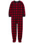 Kid 1-Piece Buffalo Check Fleece Footie Pajamas 4