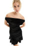 Фото #1 товара COLLUSION velvet off the shoulder mini dress in black