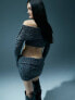 Фото #5 товара Murci cable knit fold over cropped jumper co-ord in grey