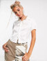 Фото #1 товара COLLUSION vintage cropped satin shirt with branding in ecru