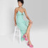 Фото #1 товара Women's High-Low Hem Chiffon Dress - Wild Fable Aqua Green XXS