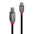 Фото #3 товара Lindy 2m USB 2.0 Type C to B Cable - Anthra Line - 2 m - USB C - USB B - USB 2.0 - 480 Mbit/s - Black