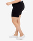 Фото #4 товара Plus Size Essentials Solid Color Tech Stretch Shorts with Elastic Waistband