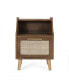 Modern End Table with Rattan Accents, Built-in Hutch, and Ample Storage Коричневый, 1 Count - фото #1