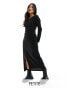 Фото #1 товара JDY Petite assymetric neck midi dress with side slit in black