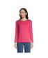 ფოტო #1 პროდუქტის Women's Tall Relaxed Supima Cotton Long Sleeve Crewneck T-Shirt