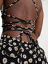 Фото #4 товара ASOS DESIGN tie back top co-ord in black based daisy print