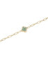 ფოტო #1 პროდუქტის Lab-Grown Emerald Clover Ankle Bracelet (1/5 ct. t.w.) in 14k Gold-Plated Sterling Silver