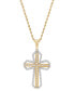 Men's Lab Grown Diamond Cross 22" Pendant Necklace (1 ct. t.w.) in 14k Two-Tone Gold