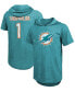 Фото #1 товара Men's Tua Tagovailoa Aqua Miami Dolphins Player Name Number Tri-Blend Hoodie T-shirt