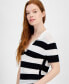 Women's Striped Mixed-Media Split-Neck