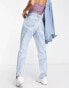 River Island – Mom-Jeans in Blau mit hohem Bund